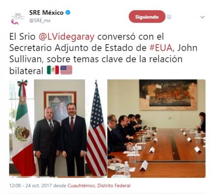 Videgaray se reúne con el secretario adjunto de Estado de EU