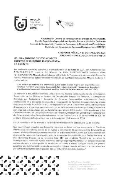Documento de la Fiscalía