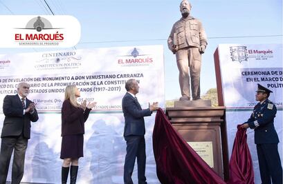 Develan monumento en honor a Carranza en El Marqués