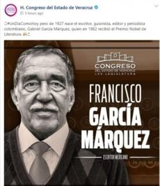 Congreso de Veracruz llama al Nobel ‘Francisco García Márquez’