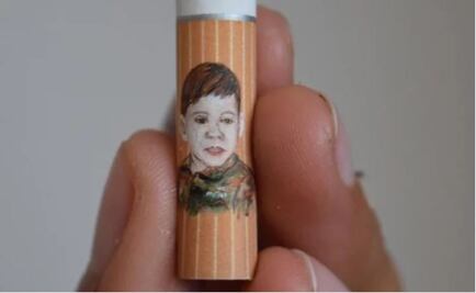 Artista crea conciencia ambiental con pinturas en colillas de cigarro