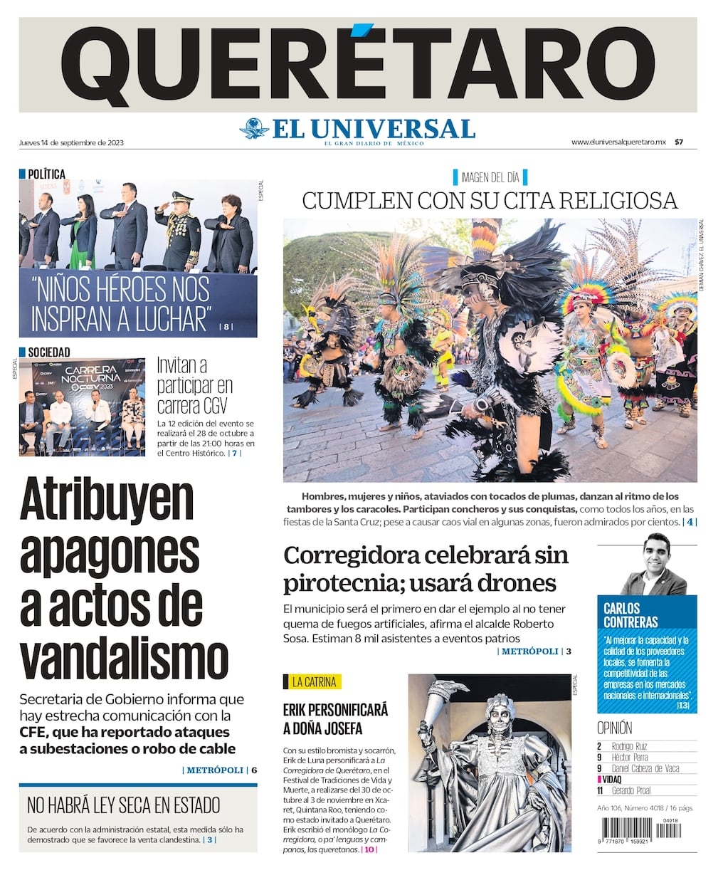 Portada 14 de septiembre de 2023