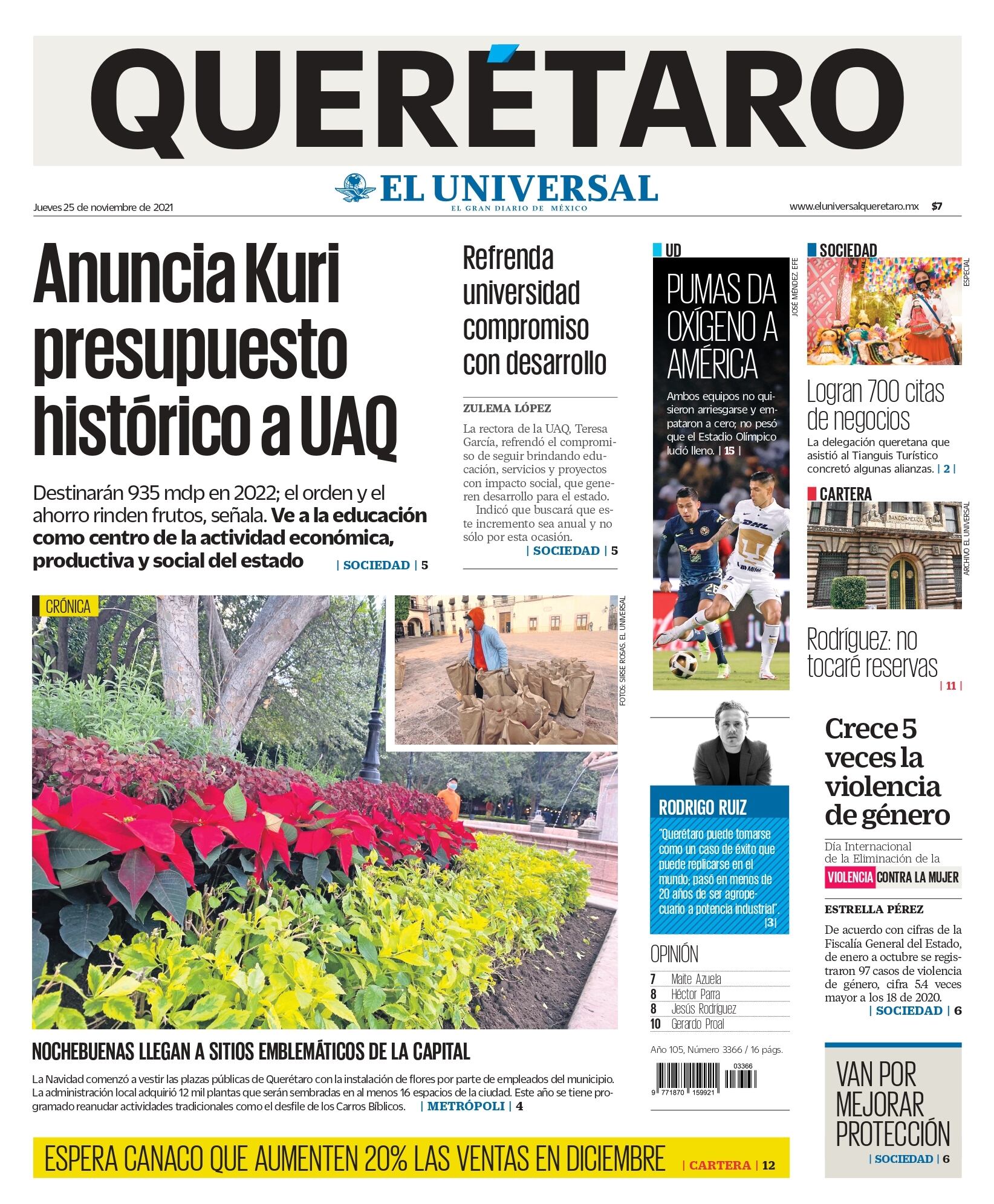 Portada 25 de noviembre de 2021