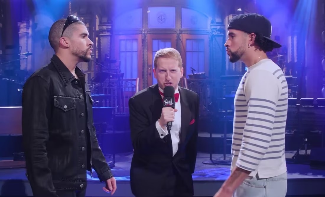 Bad Bunny se presenta en Saturday Night Live. Foto: Captura de pantalla de YouTube @Saturday Night Live