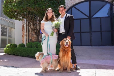 Pareja celebra su boda acompañada de sus perritos en el Jardín de Matrimonios de Corregidora
