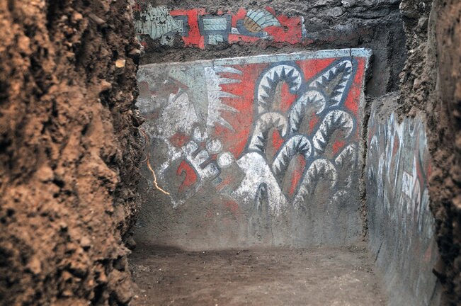 Los cuatro murales de la zona son semejantes a las representaciones iconográficas plasmadas en Teotihuacán, convirtiéndose en los único fuera de la zona que se ubica en el Estado de México. (FOTO: ARCHIVO EL UNIVERSAL)