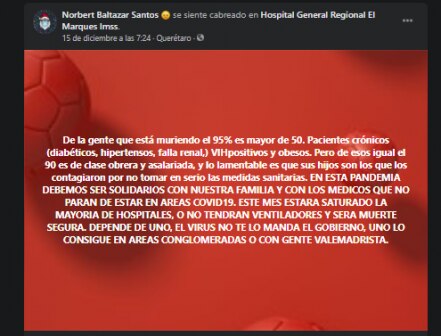 "Lo lamentable es que sus hijos los contagiaron", el mensaje de un médico queretano 