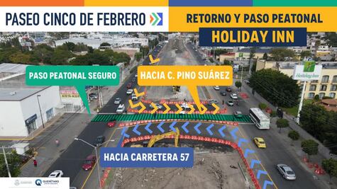 Habilitan retornos en Avenida 5 de Febrero; el objetivo es agilizar el tránsito 