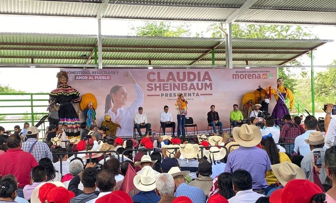 En el corazón de la montaña de Guerrero, Sheinbaum fue recibida por estudiantes del Tecnológico Nacional de México Campus Montaña, y cientos de militantes. Foto: Especial