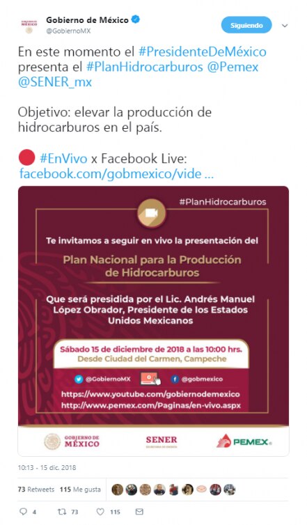AMLO presenta su Plan Nacional para la Producción de Hidrocarburos