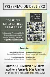 “Después de la letra… la palabra” se presenta hoy en la UAQ