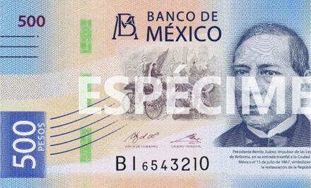 Juárez se cotiza; pasa de billete de 20 al de 500 pesos
