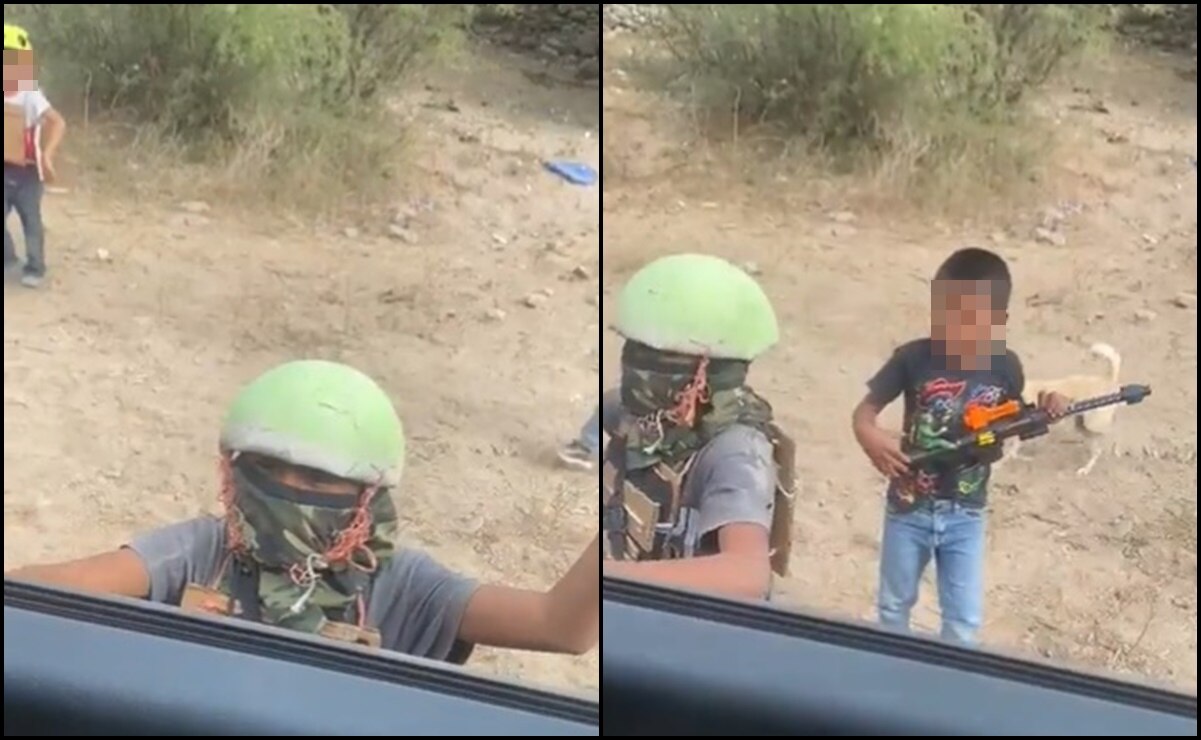Niños juegan a hacer un retén con armas de juguete y video se vuelve viral