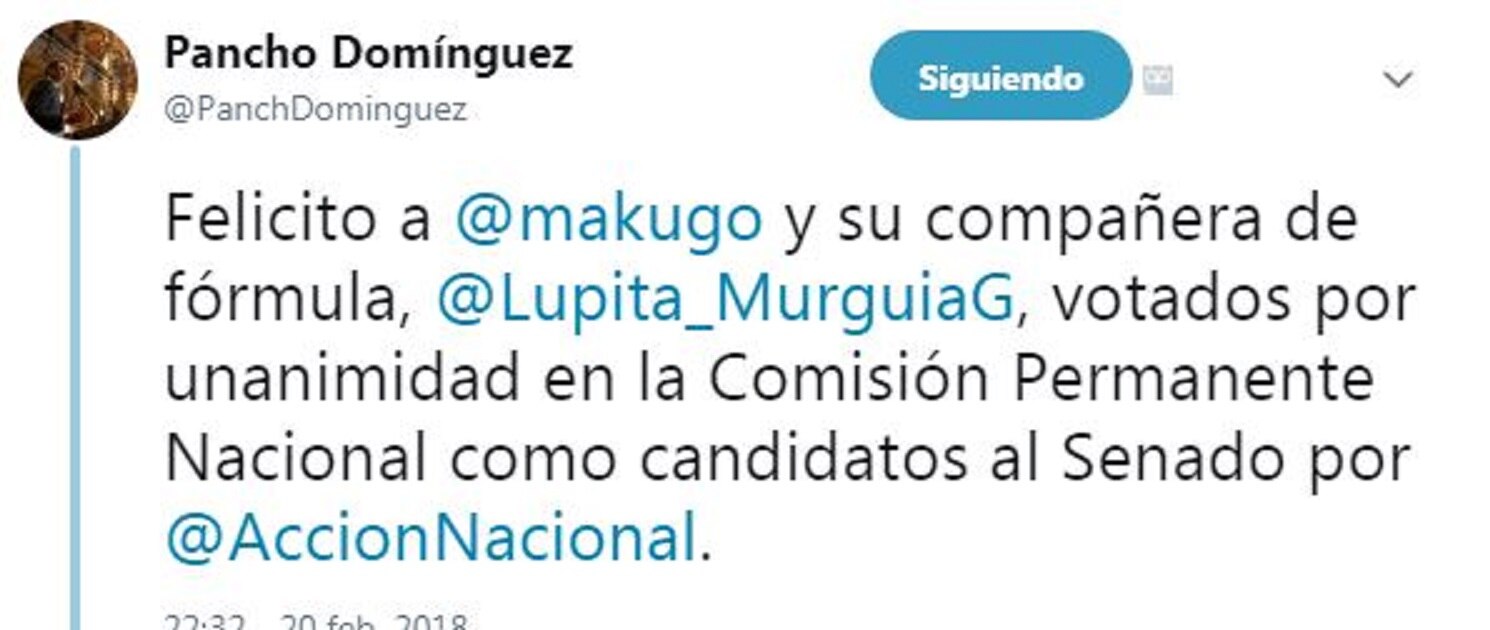 Francisco Domínguez felicitó a candidatos