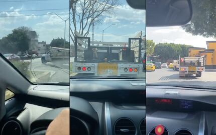 Exhiben a unidades de la CFE echando carreritas en avenida Zaragoza, en Querétaro