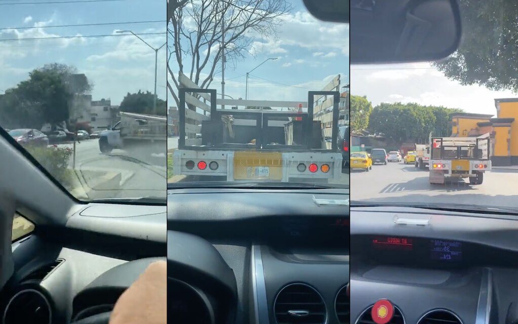 Exhiben a unidades de la CFE echando carreritas en avenida Zaragoza, en Querétaro