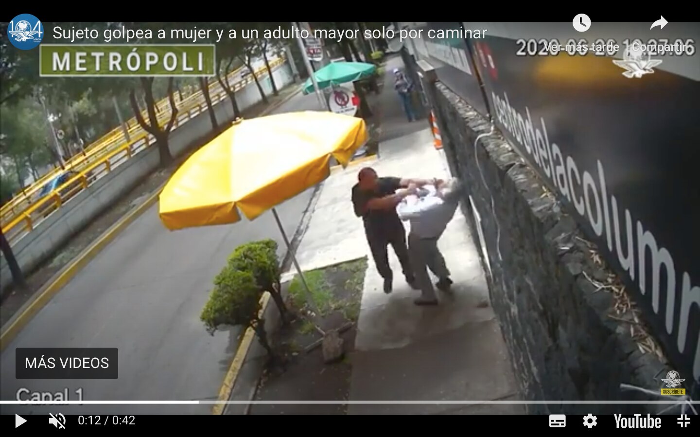 Sujeto golpea a mujer y a un adulto mayor sólo por caminar