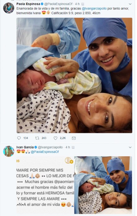 En triple festejo, Paola Espinosa e Iván García se convierten en papás