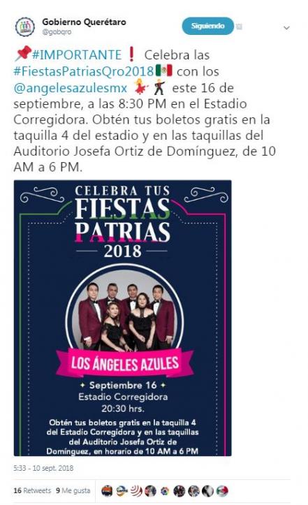 Anuncian festejos patrios con Los Ángeles Azules