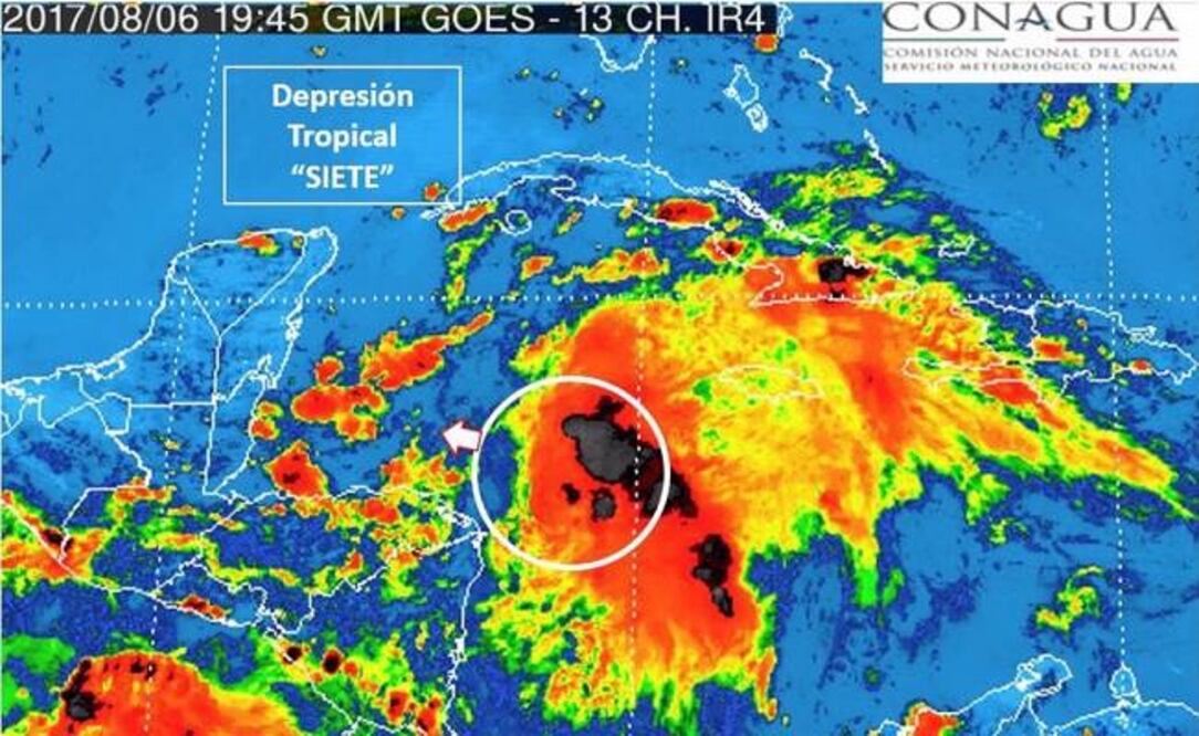 Se ha formado la Depresión Tropical Siete en el Mar Caribe. FOTO: Twitter de Luis Felipe Puente, Coordinador Nacional de Protección Civil de la Secretaría de Gobernación