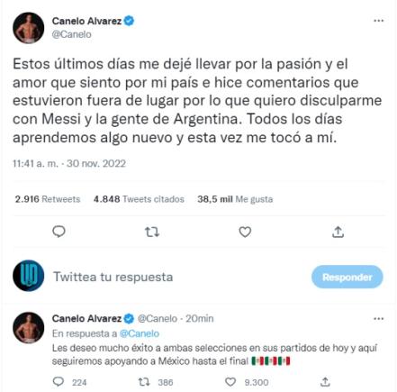 Canelo Álvarez le ofrece disculpas a Messi por las amenazas que le hizo