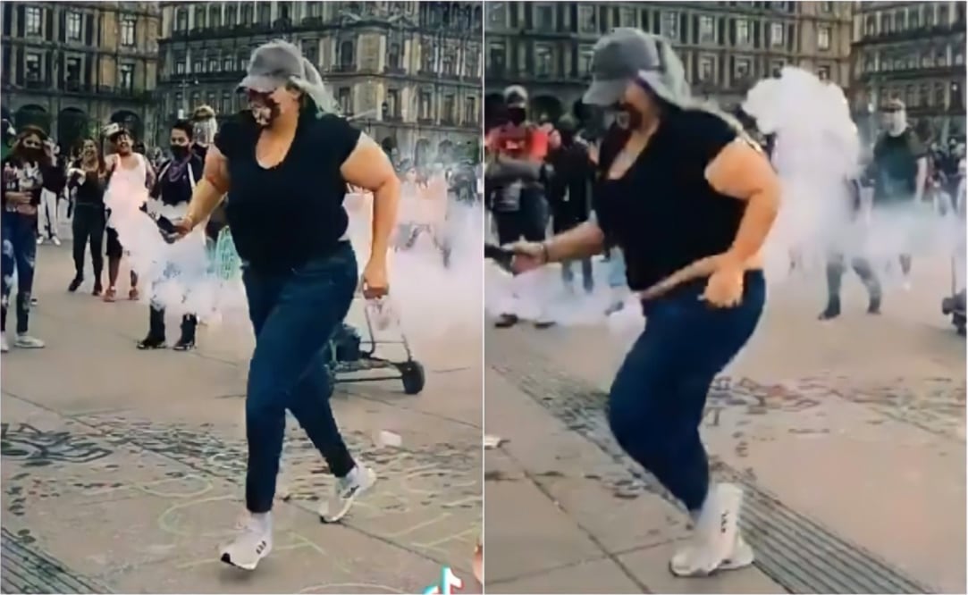 "La Reinota", alaban en redes a la mujer que regresó una bomba de humo a policías el 8M