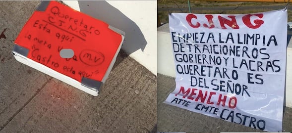 Dejan hieleras con restos de cerdo en Querétaro; tiene firma del CJNG