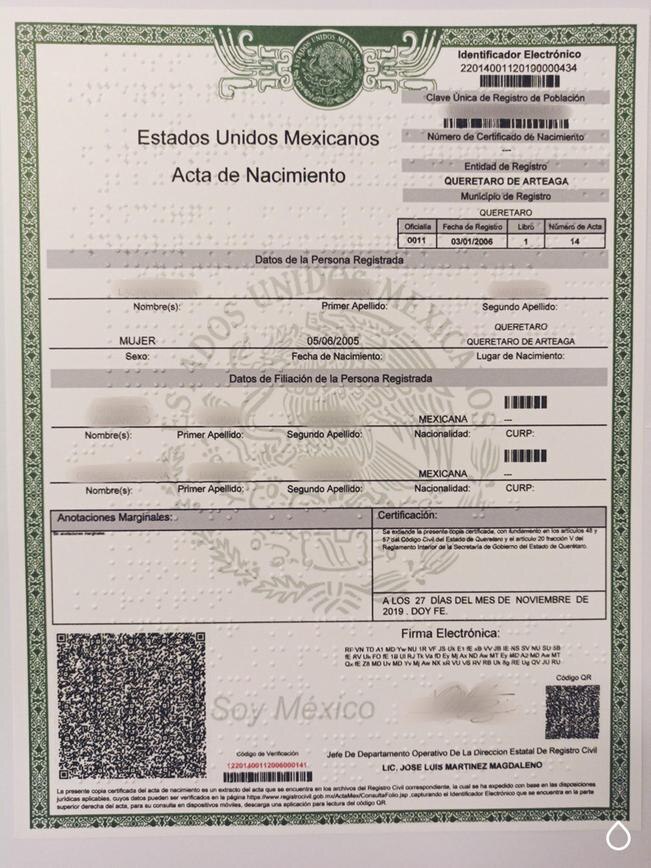 Querétaro ya emite actas de nacimiento en braille