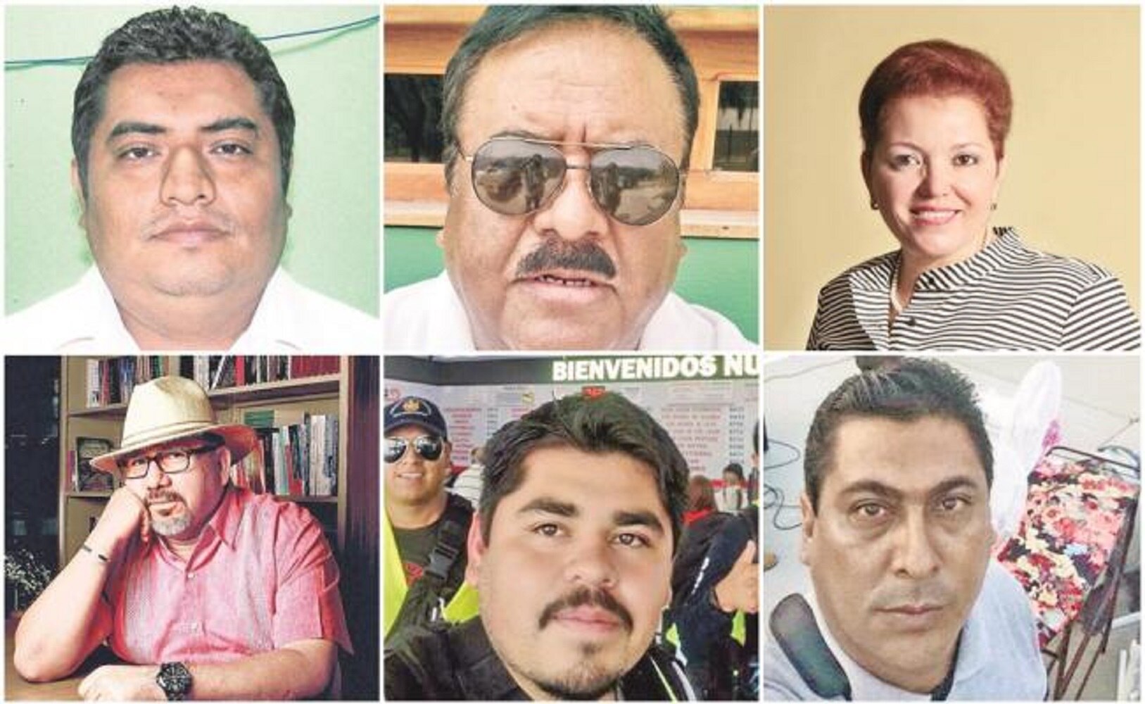 Cecilio Pineda, Ricardo Monlui, Miroslava Breach, Javier Valdez, Édgar Daniel Esqueda y Salvador Adame (FOTO: ARCHIVO EL UNIVERSAL)