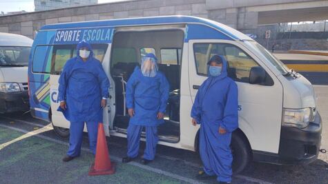 Transporte escolar se usa para contagiados