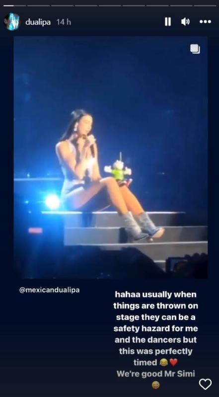 Dua Lipa cambia de opinión y le canta a un Dr. Simi en concierto