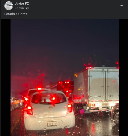 Granizo y lluvia paralizan la autopista México-Querétaro 