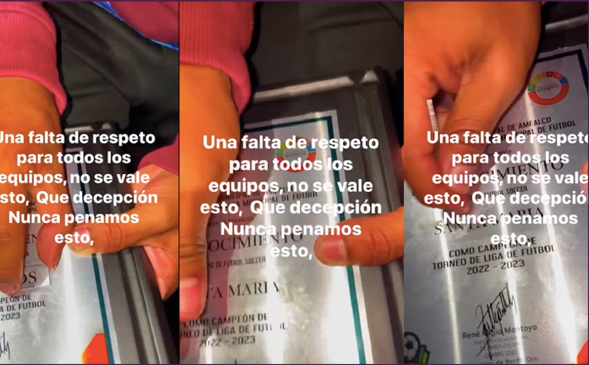 Video. Imprimen nombre equivocado en trofeo; ocurrió en torneo de futbol en Querétaro