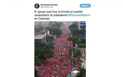 Noroña publica foto falsa de apoyo a Maduro