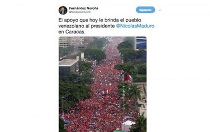 Noroña publica foto falsa de apoyo a Maduro