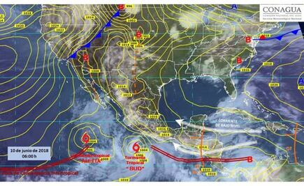 Tormenta tropical Bud se localiza en costas de Michoacán, Guerrero y Jalisco
