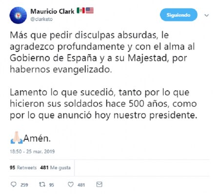 Mauricio Clark agradece a España por haberlo evangelizado