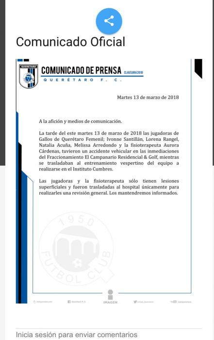 Vuelca automóvil donde viajaban jugadoras de Gallos Blancos femenil