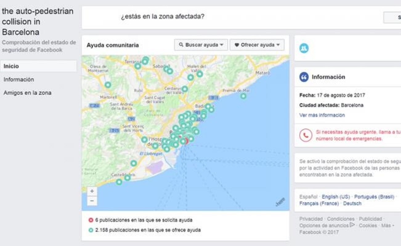 Tras atentado, Facebook activa Safety Check en Barcelona