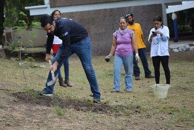 Agustín Dorantes dona pintura y árboles a primaria