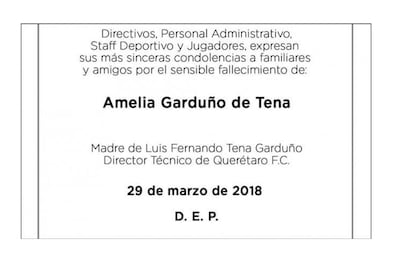 Fallece la madre de Alfredo y Luis Fernando Tena