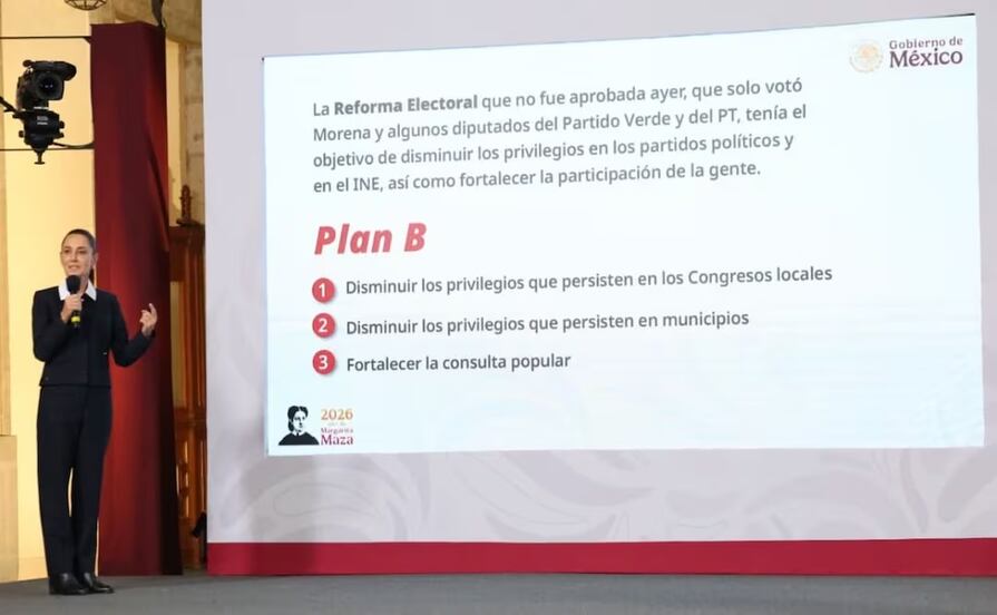 Sheinbaum presenta plan B de la reforma electoral; exhibe a diputados que votaron a favor y en contra
