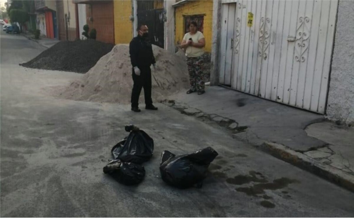 Hallan tres bolsas con restos humanos en CDMX
