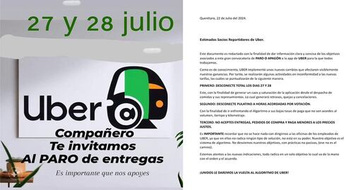 Contra el algoritmo: Socios repartidores de Uber convocan paro en Querétaro por pagos injustos