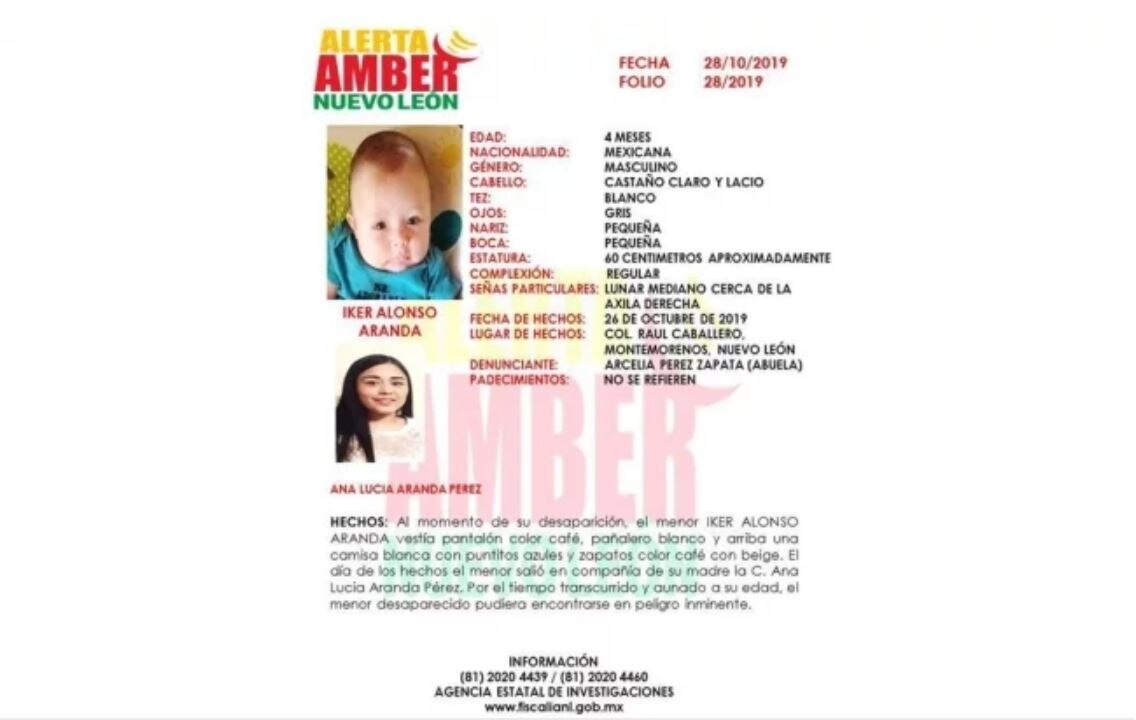 Desaparece madre e hijo en Montemorelos NL; activan alerta amber