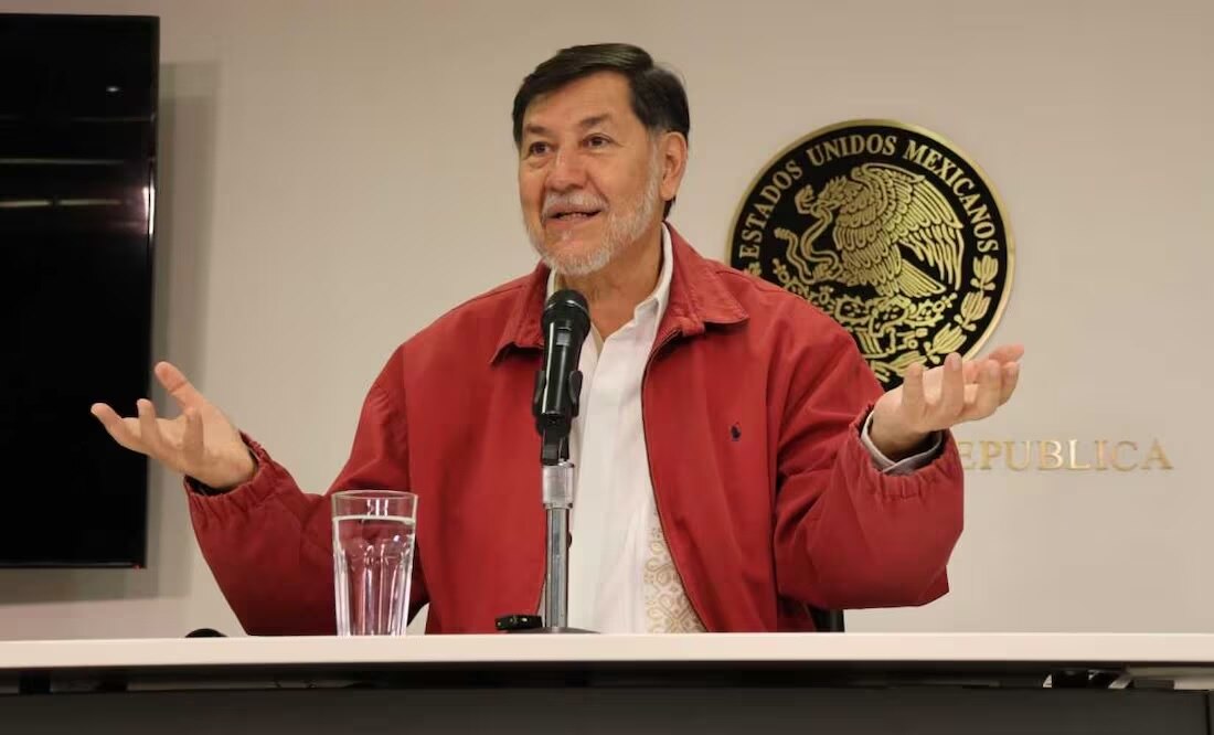 El presidente del Senado, Gerardo Fernández Noroña en rueda de prensa. Foto: Tomada de la cuenta de X de @fernandeznorona.