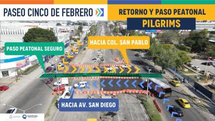 Habilitan retornos en Avenida 5 de Febrero; el objetivo es agilizar el tránsito 