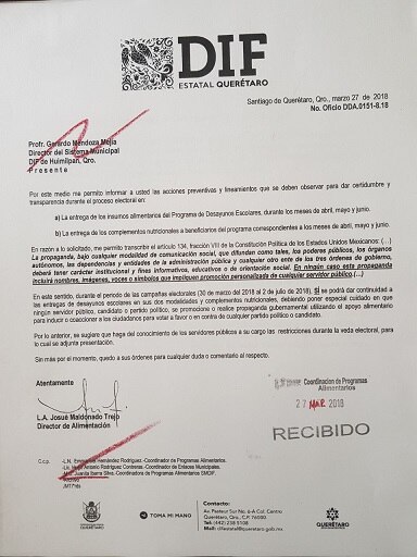 Niega gobierno de Huimilpan actos de proselitismo con despensas