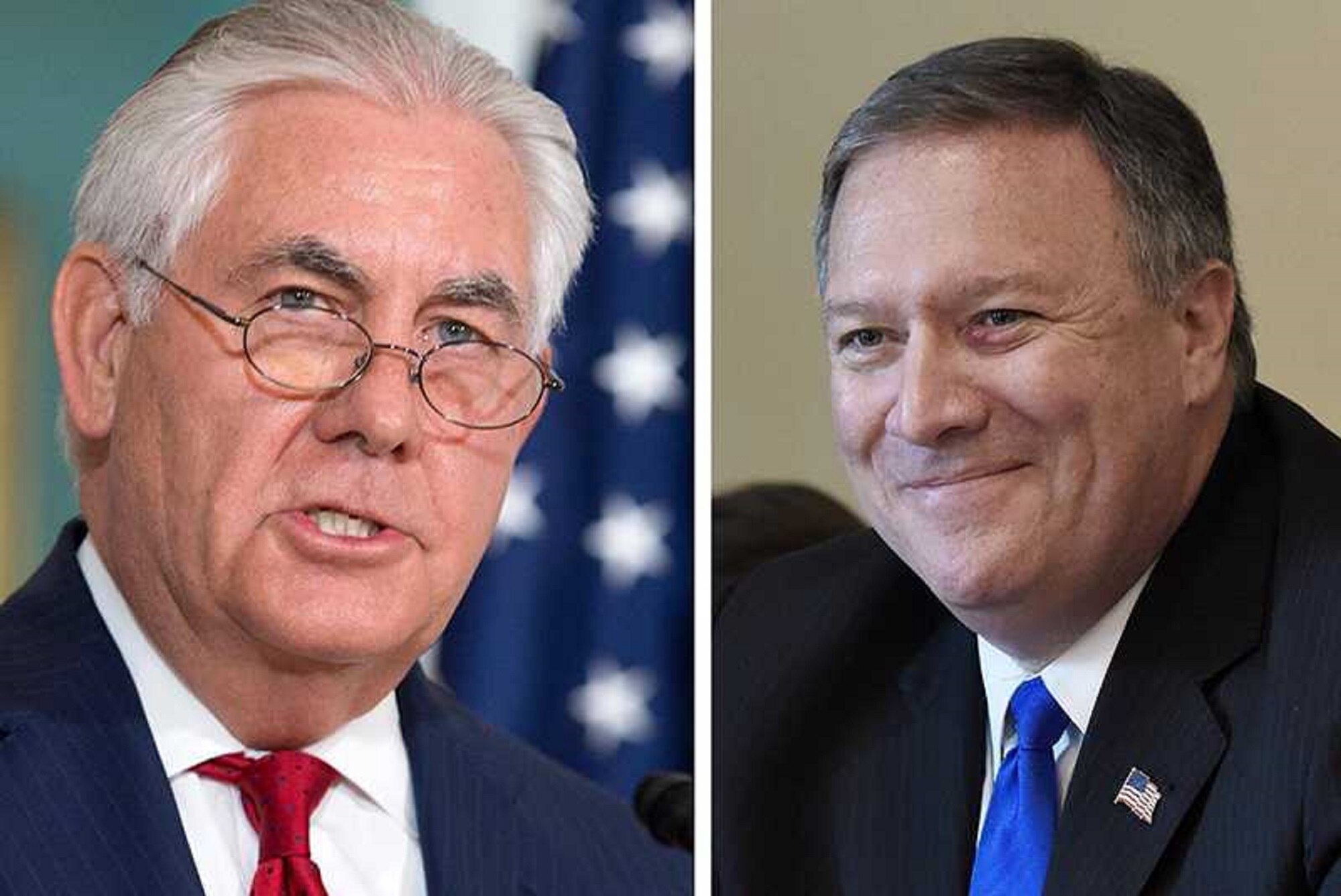 El ex secretario de Estado, Rex Tillerson (i) y el ex director de la CIA, Mike Pompeo (d). Foto: AFP