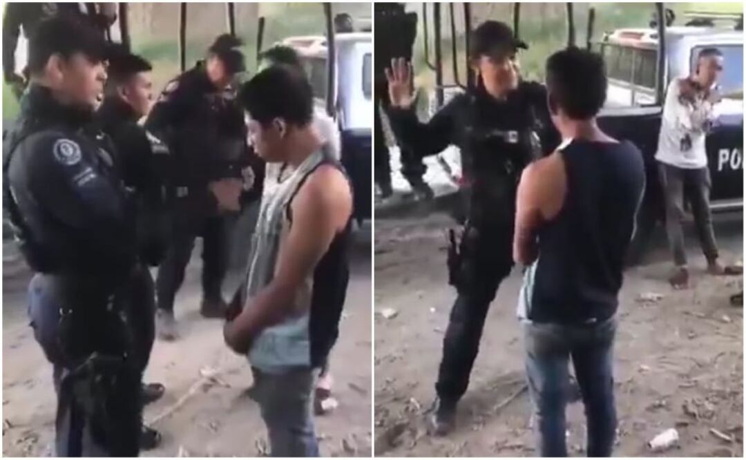 Policías de Celaya que humillaron y golpearon a jóvenes no pertenecen a la corporación, dice gobierno municipal. Foto: Captura de pantalla